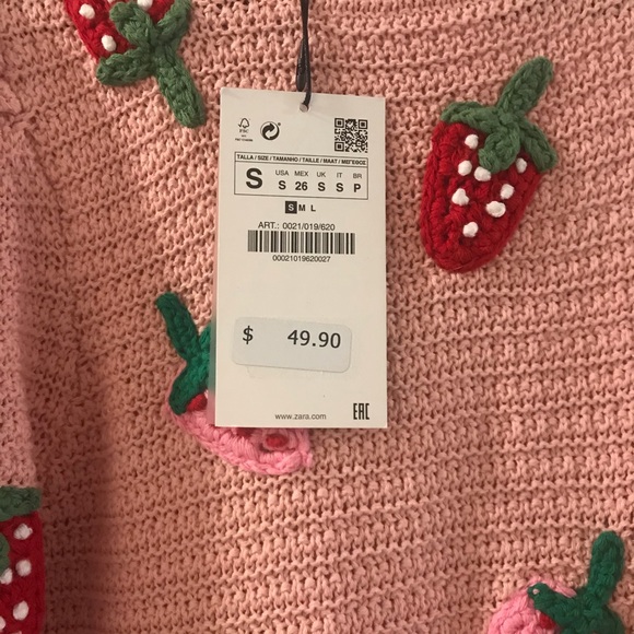strawberry sweater zara